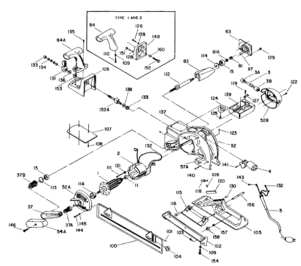 Page A Diagram and Parts List for 653 Type 2 Porter Cable Planer Jointer
